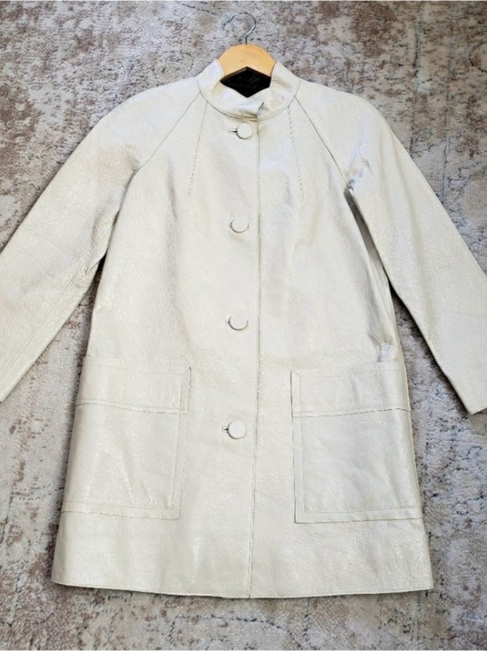 Club Monaco Cream Leather Coat XS